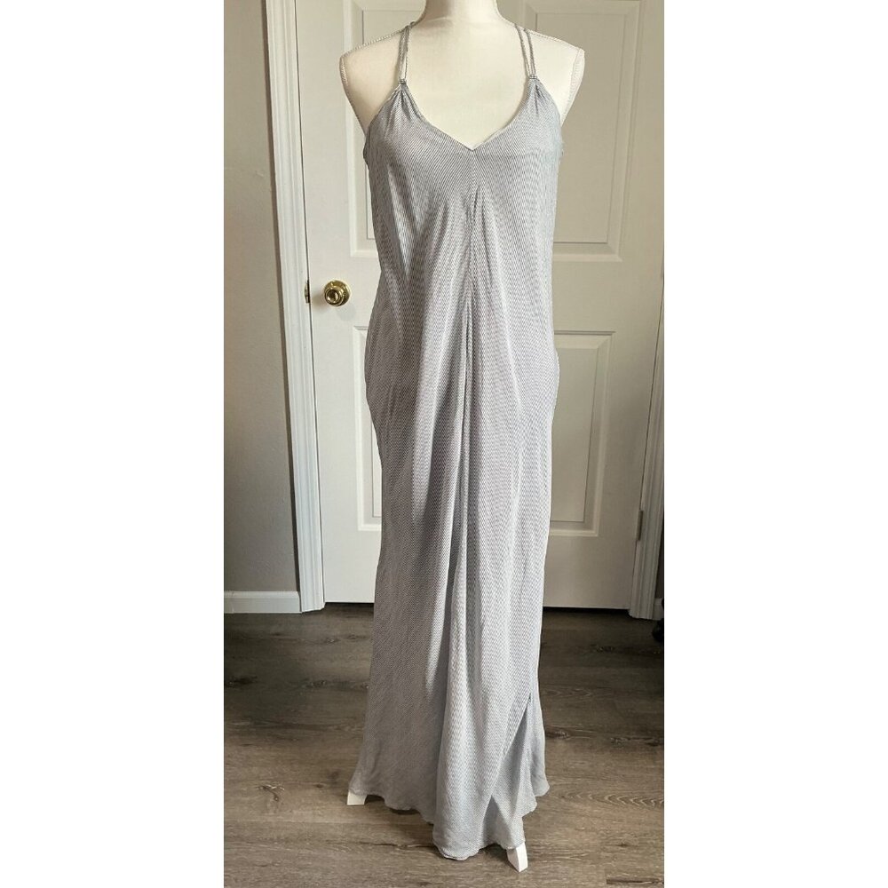 Bella Luxx Los‎ Angeles Blue White Halter Maxi Dress Large
